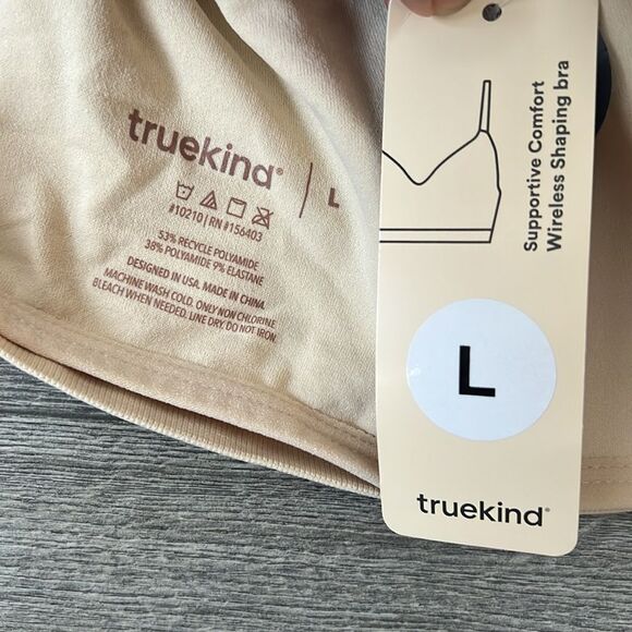 TRUEKIND Supportive Comfort Wireless Shaping Bra Large Beige Convertible Straps - Picture 4 of 11